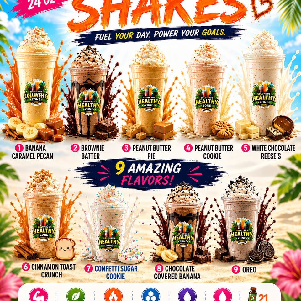 Protein shakes menu. Pickup only. No delivery.