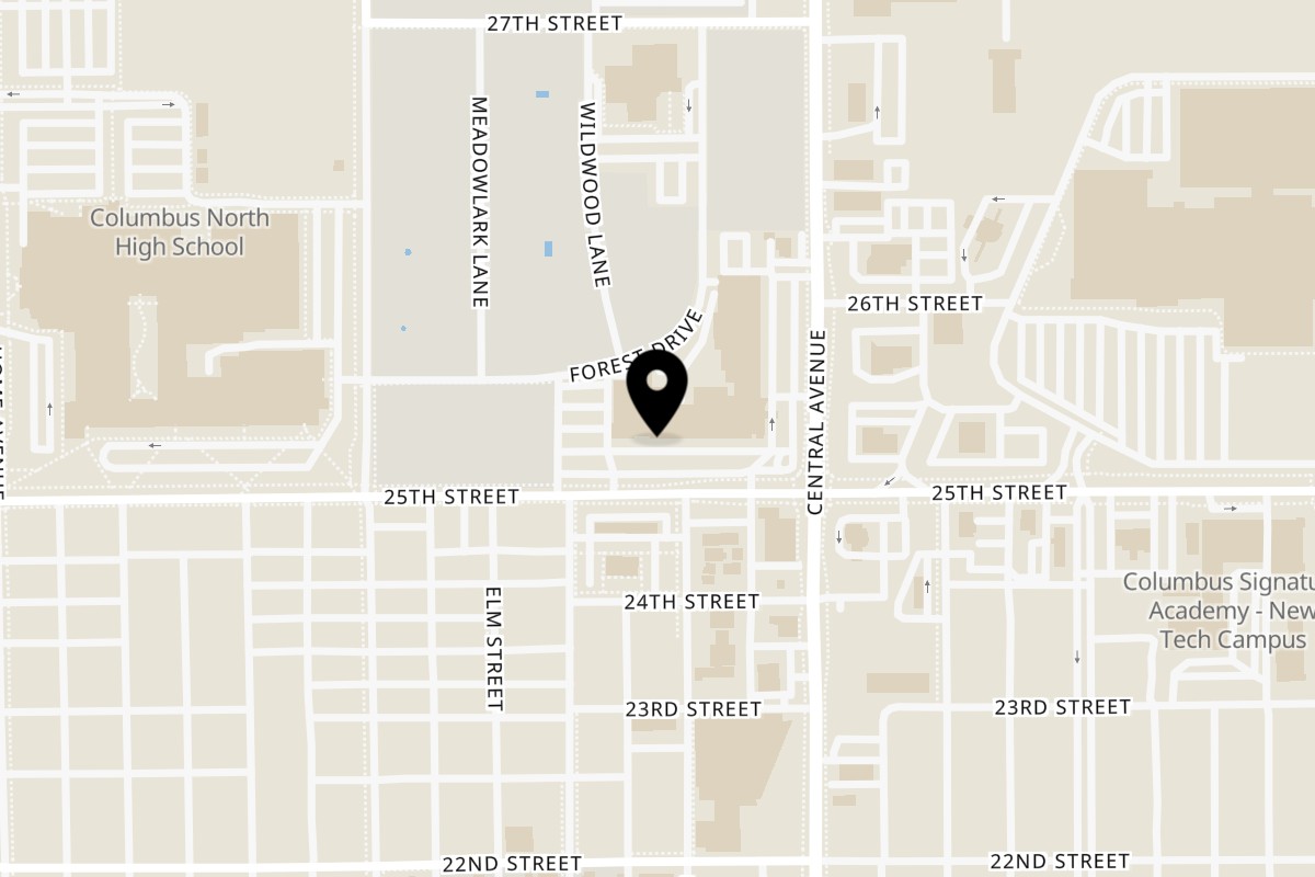 Map showing the location of Columbus Healthy Zone columbus on 1760 25th St in Columbus